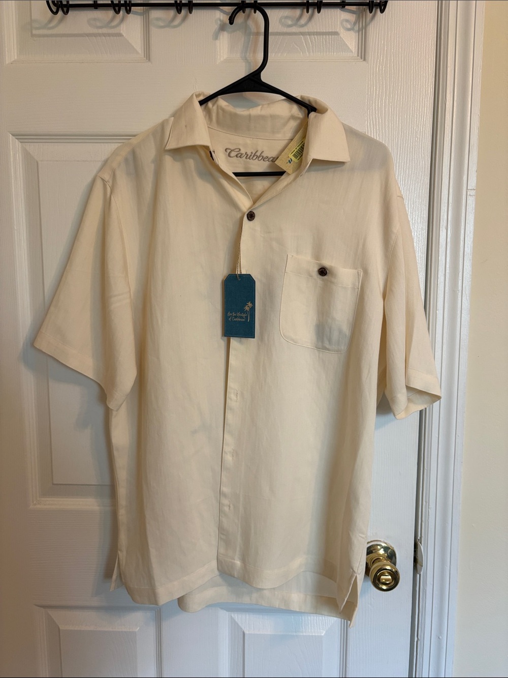 Caribbean Cream Short Sleeve Button-Down Camp Shirt